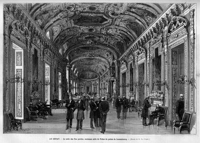 Hol Senatu, dawna Sala Tronowa, Palais du Luxembourg. Grawer w „Le Monde illustrious” 1883. Ze zbiorów prywatnych. autorstwa Unknown artist