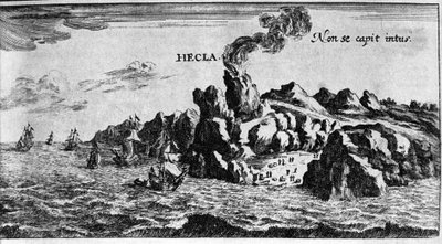 Volca Hekla na wybrzeżu Islandii - w The Wonders of the World autorstwa Johamma Zahna, sd. 1696. autorstwa Unknown artist