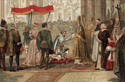 Wyrzeczenie Henryka IV króla Francji w Saint Denis w dniu 25 lipca autorstwa Unknown artist