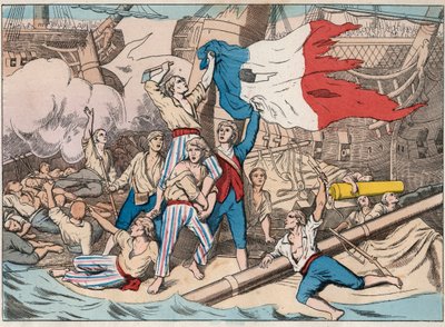 Agonia statku „Avenger” zaatakowanego przez trzy angielskie statki 1 czerwca 1794 roku podczas bitwy morskiej 14 Prairial, II roku (2 czerwca) autorstwa Unknown artist