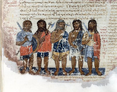 Armia Geantów (Refaim lub Nefilim) pokonana przez armię Króla Dawida Miniatury zaczerpniętą z „Codex de l