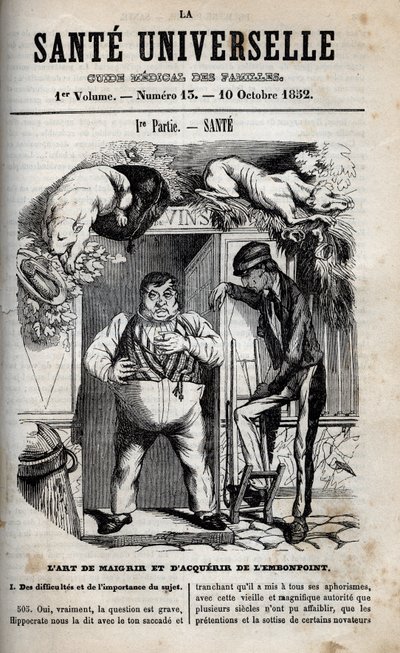 Sztuka odchudzania i przybierania na wadze - grawer w „La Sante Universelle - Guide Medical des Familles” 1852 autorstwa Unknown artist