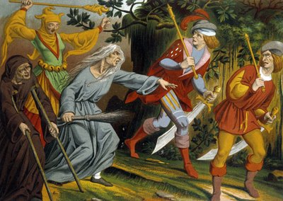 Żebrak, szaleniec, wiedźma i sierżanci broni autorstwa Unknown artist