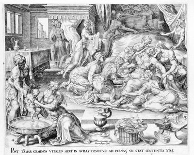 Narodziny Thamary. Grawerunek z XVII wieku autorstwa Antonio Blocklausa. autorstwa Unknown artist