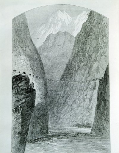 Most na rzece Apurimac, rycina. Peru autorstwa Unknown artist