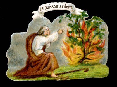 Płonący krzew - Popularny obraz. XIX-wieczna chromolitografia. autorstwa Unknown artist
