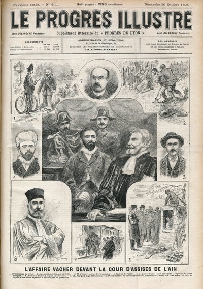 Sprawa Joseph Vacher „” Pasterz Zabójca” (1869-1898) przed Sądem Ain w Asyżu – okładka „”Postępowy-Prześwietny”” z 30 października autorstwa Unknown artist