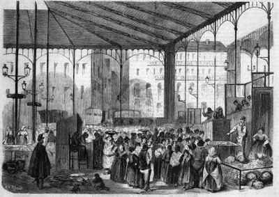 Centralny targ w Paryżu: targ rybny w 1858 roku. autorstwa Unknown artist