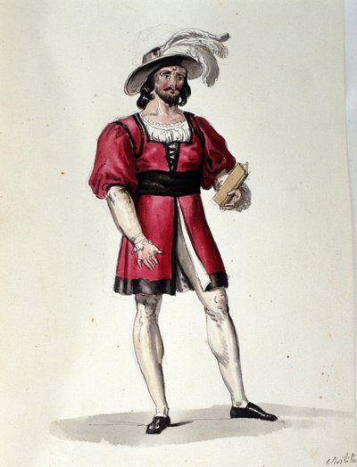 Postać interpretująca Virilite w balecie „Il noce di Benevento” austriackiego kompozytora Franza Xavera Sussmayra (1766-1803). Ilustracja z XIX wieku autorstwa Unknown artist