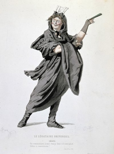 Postać Crispina w „Powszechnym legatariacie” (1708) Jeana François Regnarda (1655-1709). Rycina XIX wieku. autorstwa Unknown artist