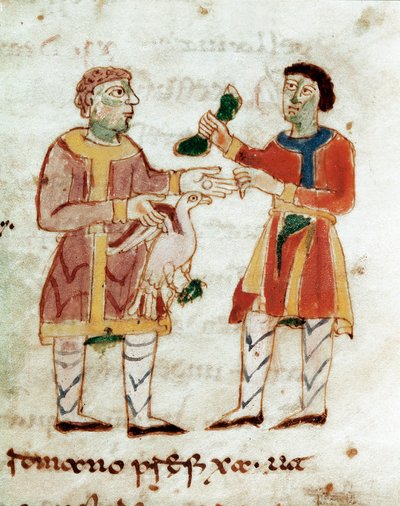 Sprzedawca kurczaków (Miniatura, IX wiek) autorstwa Unknown artist