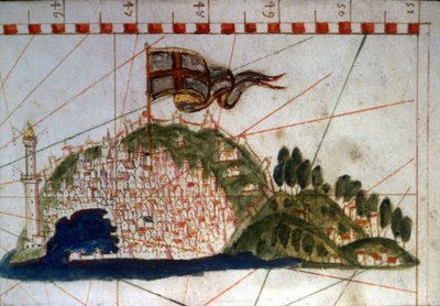 Miasto Genua w XIV-wiecznej Portugalii. autorstwa Unknown artist