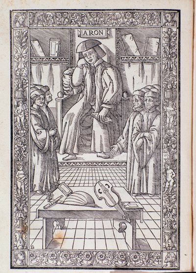 Kompozytor i teoretyk muzyki Pietro Aaron jako przewodniczący wśród swoich uczniów. Ilustracja z Toscanello w muzyce autorstwa Unknown artist