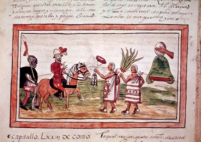 Podbój Meksyku przez hiszpańskiego konkwistadora Hernando Cortesa (Hernan lub Fernando Cortes lub Cortez autorstwa Unknown artist