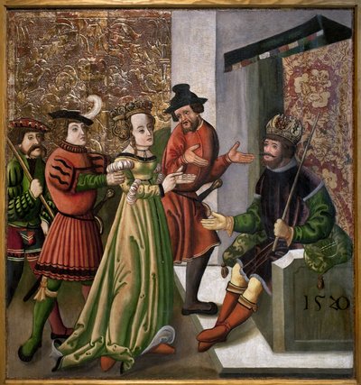 Rozmowa (disputatio) św. Katarzyny z filozofami. Cytat ze św. Katarzyny. Anonimowe malowanie autorstwa Unknown artist