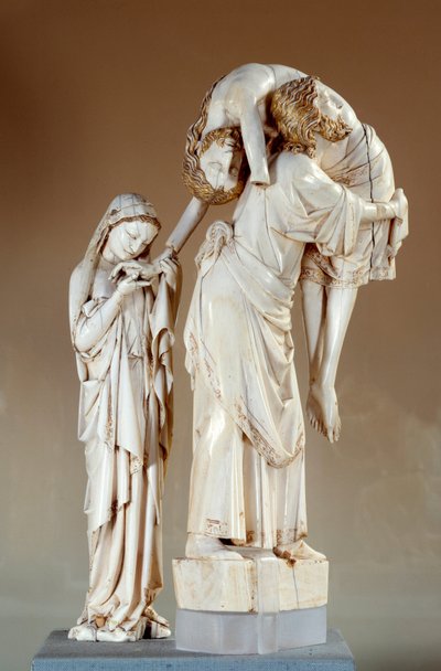 Zejście z krzyża: Chrystus niesiony przez św. Jana, kult grupy Dziewicy w kości słoniowej. Koniec XIII wieku. Paryż, Luwr autorstwa Unknown artist