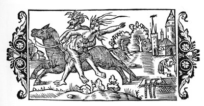 Diabeł niosący wiedźmę - w "Historii narodów Północy" Olausa Magnusa, Rzym 1555 autorstwa Unknown artist