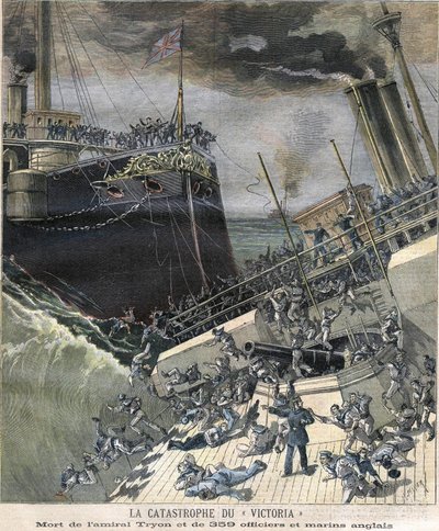 Katastrofa pancernika „Victoria” w 1893 r. Śmierć admirała Tryona oraz 359 oficerów i angielskiego marynarza autorstwa Unknown artist