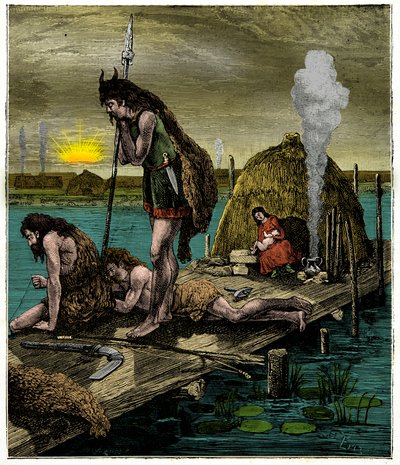 Pierwsi paryżanie lub mieszkańcy Lutece, rycina XIX wiek autorstwa Unknown artist