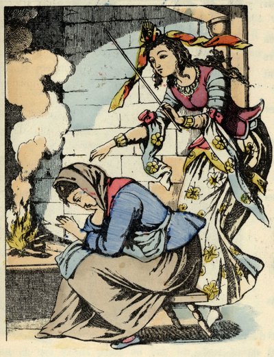 Dobra opłata Kopciuszka i Kopciuszka. Ilustracja do bajki Charlesa Perraulta „Kopciuszek lub La petite slipper de verre” autorstwa Unknown artist
