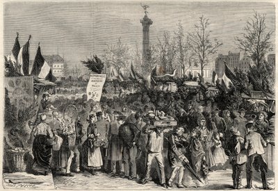 Targi szynki Boulevard Bourdon w 4. dzielnicy Paryża w pobliżu Place de la Bastille. Znak reklamuje mięso barweny (Hyperphagia). Grawer w „Prześwietnym Wszechświecie” autorstwa Unknown artist