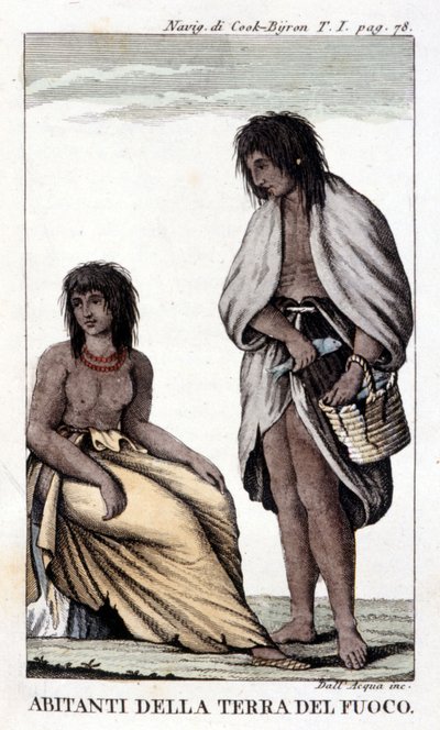 Mieszkańcy Kraju Ognia (Chile). autorstwa Unknown artist