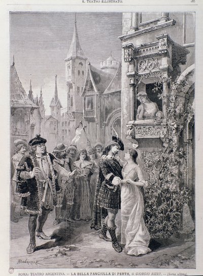 Ostatnia scena The Fair Maid of Perth, opera Georgesa Bizeta, w Teatro Argentina w Rzymie autorstwa Unknown artist