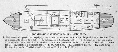 Plan rozmieszczenia belgijskiego statku naukowego „Belgica” wykorzystywanego w ekspedycjach antarktycznych autorstwa Unknown artist