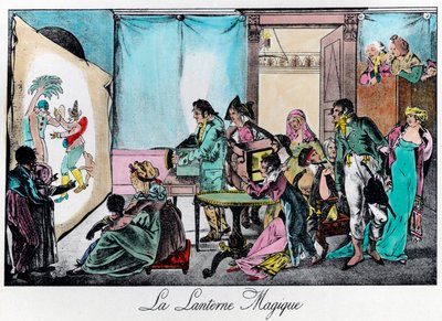 Magiczna latarnia. Grawerowanie z XIX wieku. Prywatna kolekcja. autorstwa Unknown artist