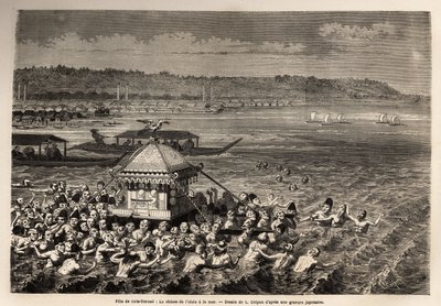 Matsouri (targi, procesja) tennoo gotów, odbywa się co roku 6 dnia 6 miesiąca, dla rybaków z plaż Yedo (lub Edo, dzisiejsze Tokio), jest to obchody rocznicy ich ulubione bóstwo: Tengu, skrzydło autorstwa Unknown artist