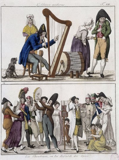 Współczesny Ossian (mężczyzna orkiestra) i „Śpiewacy lub musardy z doków”” (Muzycy ulic) - wizerunek Epinal autorstwa Unknown artist