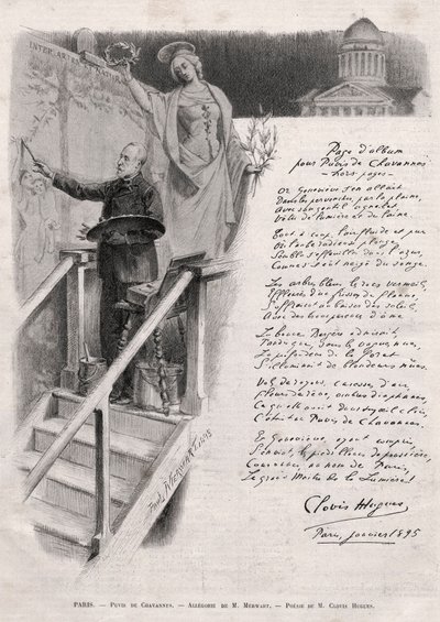 Malarz Puvis de Chavannes (1824-1898) zajmuje się malarstwem - alegorią M. Merwarta z poezją Clovis Hugues autorstwa Unknown artist