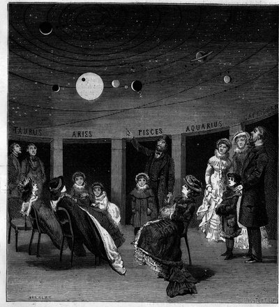 Planetarka N. Periniego, włoskiego astronoma. Grawer w „La Nature: przegląd nauk i ich zastosowań w sztuce i przemyśle”” z dnia 12 czerwca 1880 r. autorstwa Unknown artist