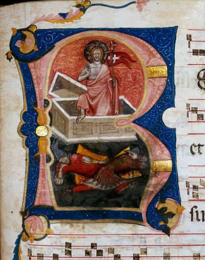 Zmartwychwstanie Chrystusa miniatura z pergaminu chóralnego autorstwa Unknown artist