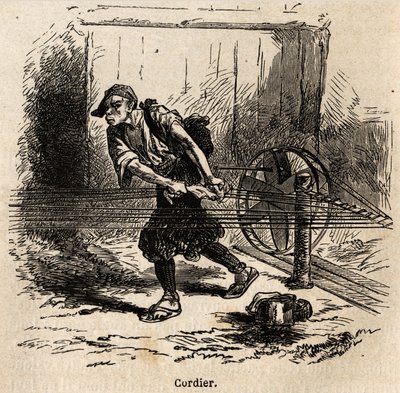 Producent lin. Rycina ilustrująca podróż do Japonii w latach 1863-1864, autorstwa Aime Humberta, ministra Konfederacji Szwajcarskiej, w „Le tour du monde, nouveau journal des voyages”, wydanej pod kierunkiem Edouarda Chartona autorstwa Unknown artist