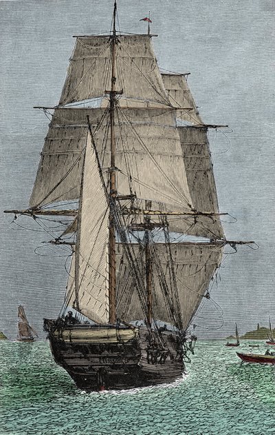 Statek „Beagle” (wyprawa, w której Darwin uczestniczył jako przyrodnik) autorstwa Unknown artist