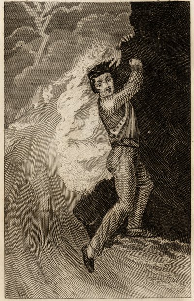 Wrak statku Robinsona Crusoe, rycina zamieszczona w „Przygodach Robinsona Crusoe” Daniela Defoe (1660-1731), wydanie la librairie d