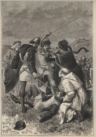 Części do oszczerstw autorstwa Rothsaya - XIX-wieczna ilustracja do powieści historycznej „Ładna dziewczyna z Perth lub Walentynki (lub Piękna panna z Perth) Waltera Scotta (1771-1832) autorstwa Unknown artist