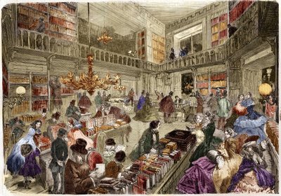 Sklep księgarni Nouvelle, boulevard des italiens w Paryżu w 1860 roku. autorstwa Unknown artist