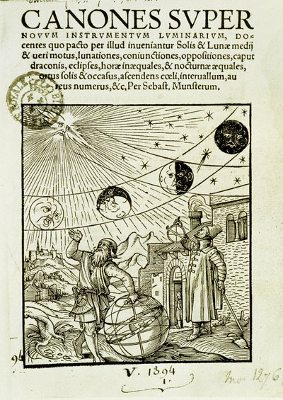 Ruchy słońca i księżyca obserwowane przez astronomów - tytuł książki „Super Canones” autorstwa Unknown artist