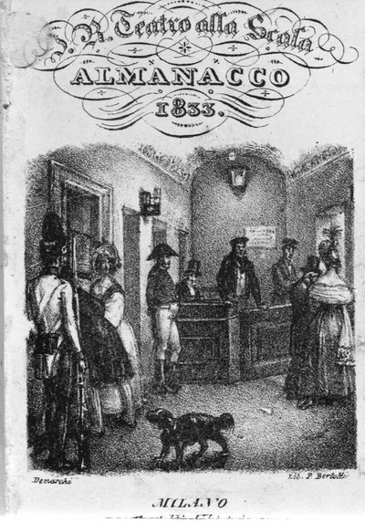 Kasa biletowa teatro alla Scala, almanach z 1833 roku. autorstwa Unknown artist