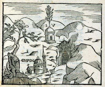 Grób Wergiliusza (70 pne - 19 pne) w Pozzuoli (Pozzuoli). Ksylografia według XVII-wiecznego przewodnika turystycznego. autorstwa Unknown artist