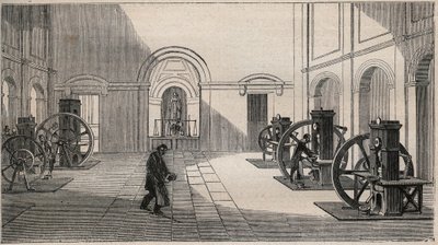 Prasa monetarna Thonnelier w La Monnaie w Paryżu - grawerowanie z 1877 r. autorstwa Unknown artist