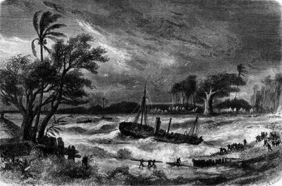 Fala przypływu w Rufisque (Senegal) w XVIII wieku. autorstwa Unknown artist