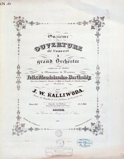 Strona tytułowa partytury muzycznej uwertury nr 11 Kalliwody autorstwa Unknown artist