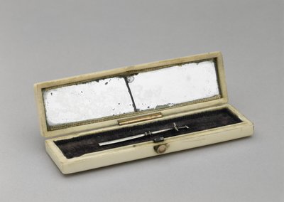 Etui na wykałaczki, ok. 1840-1880 (kość słoniowa, srebro, szkło lustrzane, aksamit) autorstwa Unknown artist