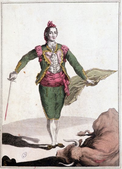 Strój toreadora, słynny Joaquin Costillares, po obaleniu byka w 1825 roku. autorstwa Unknown artist