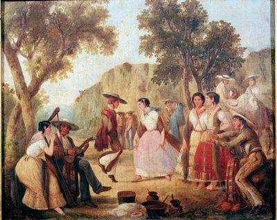 Tradycyjny taniec meksykański Malarstwo XIX-wiecznego Meksyku, Narodowe Muzeum Historyczne, Zamek Chapultepec autorstwa Unknown artist