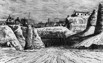 Przemiany Paryża pod II Cesarstwem, Haussmann Paryż: zniszczenie małej Polski dla budowy bulwaru Malesherbes, Bibl. historyczne miasto Paryż autorstwa Unknown artist