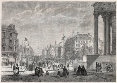 Przemiany Paryża pod II Cesarstwem, Paris Haussmann: dekoracja bulwaru Malesherbes, w dniu jego inauguracji 13 sierpnia 1861 - Grawerowanie „” Le Monde Illustré” autorstwa Unknown artist